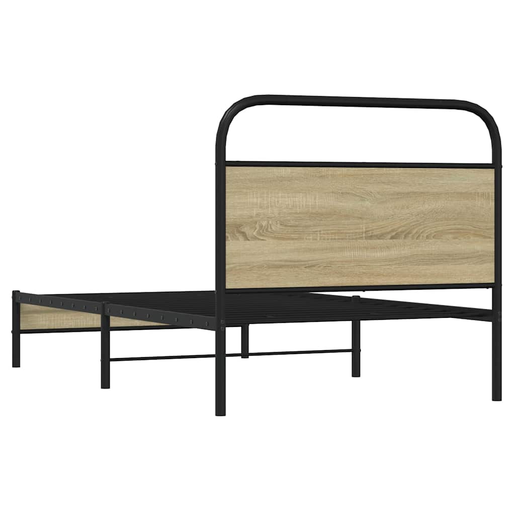 Bed Frame without Mattress 100x200 cm Sonoma Oak Effect Wood Based Panel