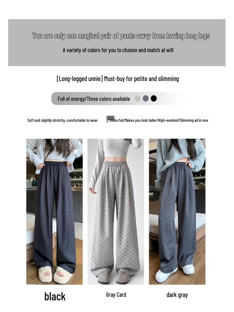 Women's Polka Dot Wide-Leg Pants - High Waist, Loose Fit, Floor-Length, 2025 Spring/Autumn Collection.
