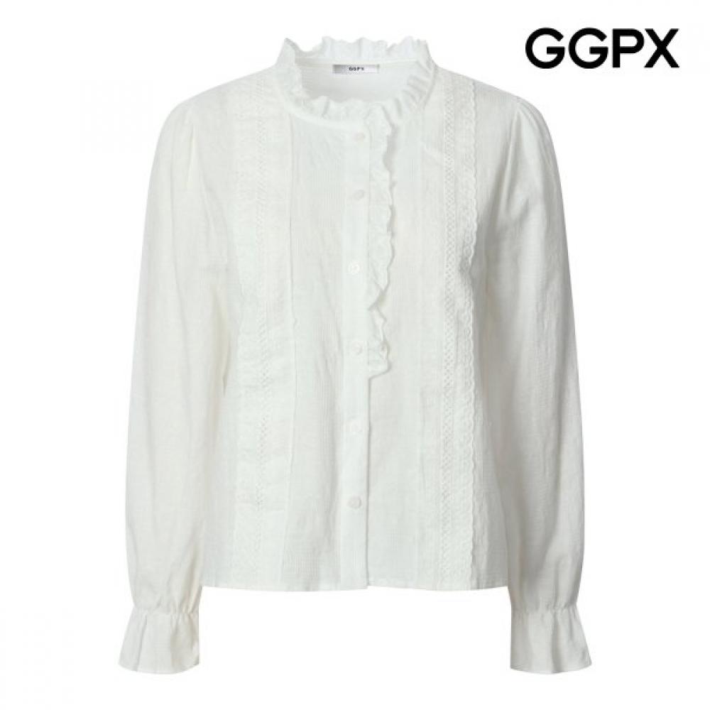 Ggpx Frill Neck Lace Blouse Gq1sh006b Ivory/F