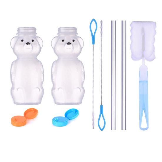 230ml Straw Cup Bear Shape Child Safe Drinking Cup with Safety Lid Straws Spill-proof Baby Shake Cup Drinkwear