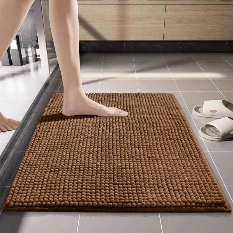 Chenille Bath Mat Super Soft Absorbent  Extra Dense Non-Slip Bathroom Rug Doormat