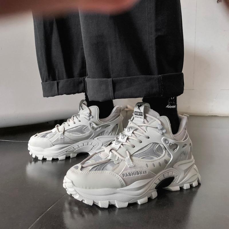 Fashion 2024 New Men Platform Sneakers Fashion Mesh Breathable Lace Up Chunky Shoes Trainers Trendy Sport Dad Shoes Zapatillas Hombre