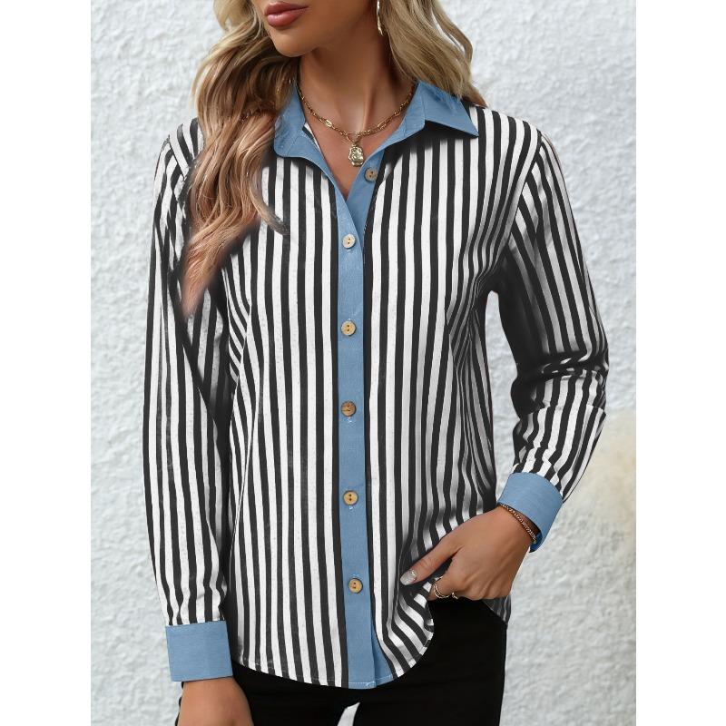 IHUASU Women's Fashion Casual Long Sleeve POLO Neck Blouses & Shirts