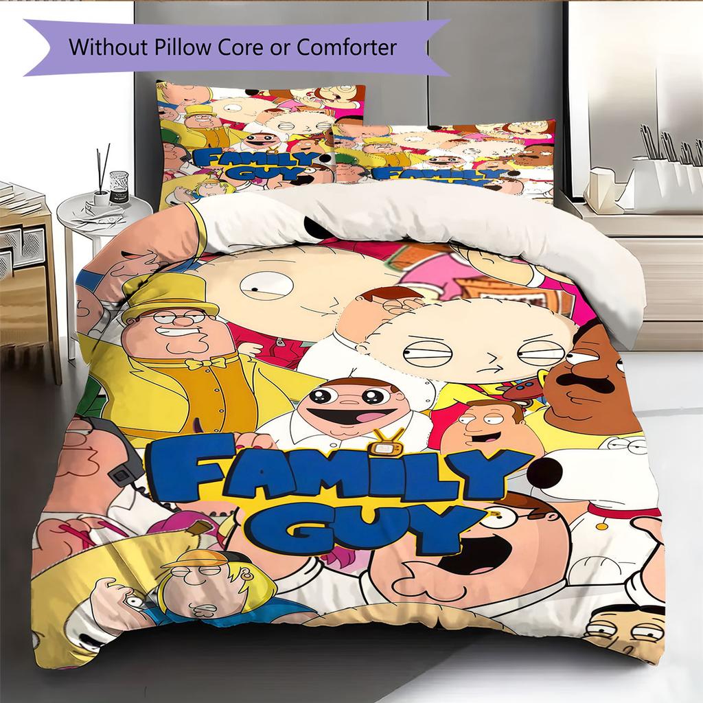 Family Guy Pattern Bedding Home Decoration Birthday Gift ( 1 Duvet Cover + 2 Pillowcase, Without Core),fan Merchandise.
