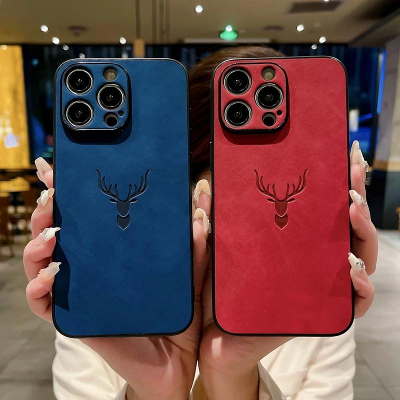 Luxury Cortex Deer Matte Phone Case For For Iphone 11 12 13 14 15 16 Pro Max Plus X Xs Max XR Bumper Cases Back Cover