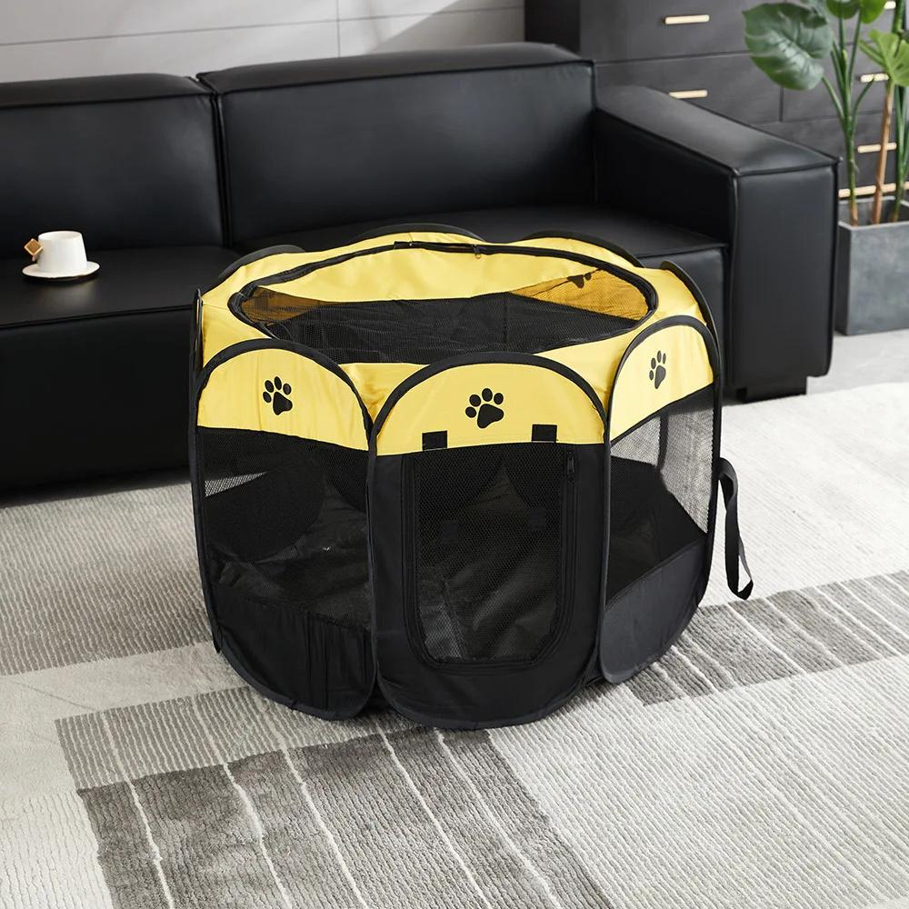 Foldable Pet Tent Durable Grip Cat House Oxford Cloth Octagonal Pet Fence Portable Outdoor Small Dog Cages Cat Fences Dog Kennel