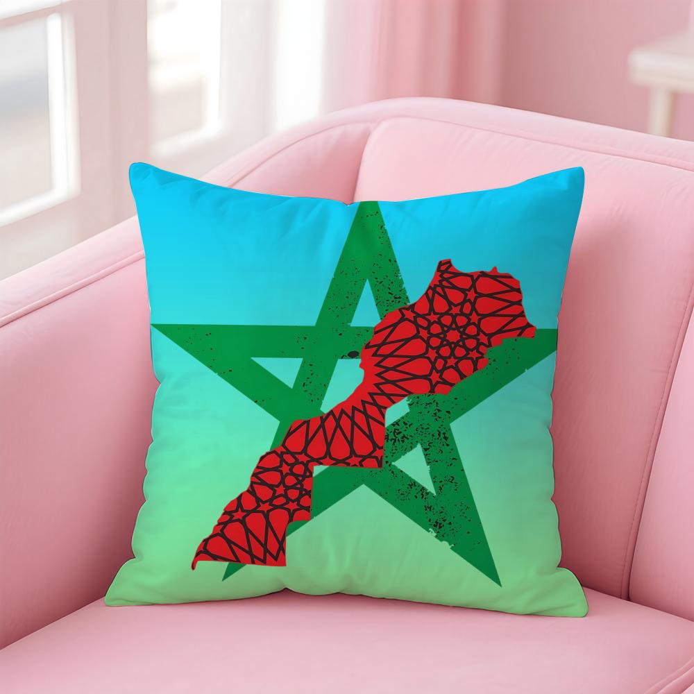 Morocco Mar Flag Cushion Cover Eco-Friendly Odorless Healthy Pillowcase Soft & Comfortable Kid-Safe No Filling