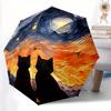 1pc Night Cats Automatic Open 8-Rib Windproof Umbrella, Travel & Commuting, Suitable for All Seasons