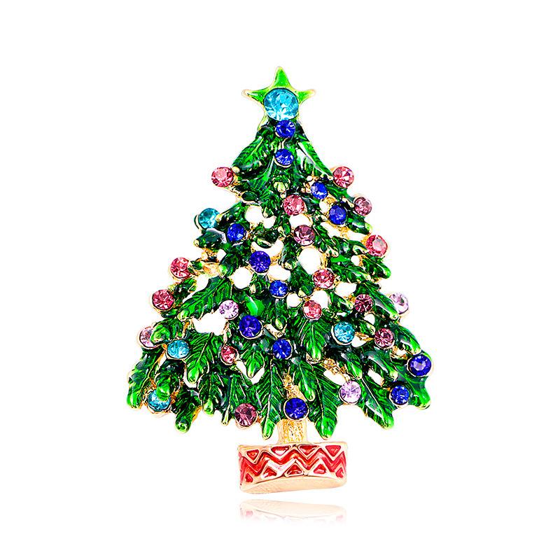 New 1Pc Christmas Tree Party Enamel Tree Brooches Fashion Women MenCausal Office Brooch Pins Gifts New Year Clothing Decoration