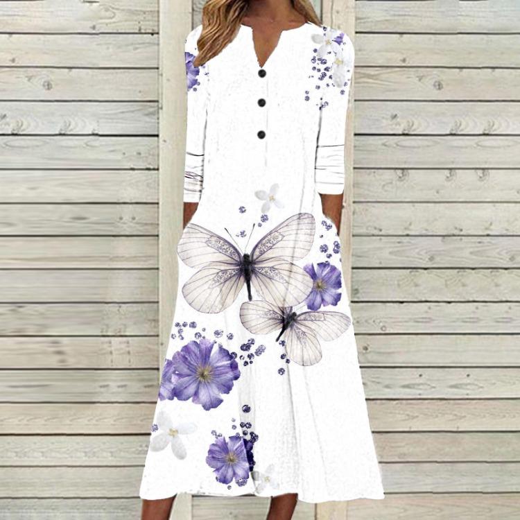 2023 Autumn Women Printed Maxi Dress Long Sleeve Open Chest Skirt Fashion Trendy