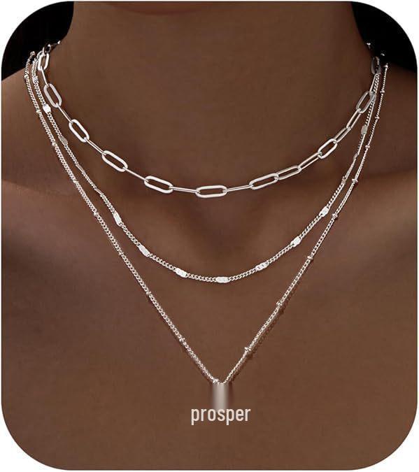 14K Gold-Plated Three-Strand Necklace: Twisted Copper Layered Paperclip Chain