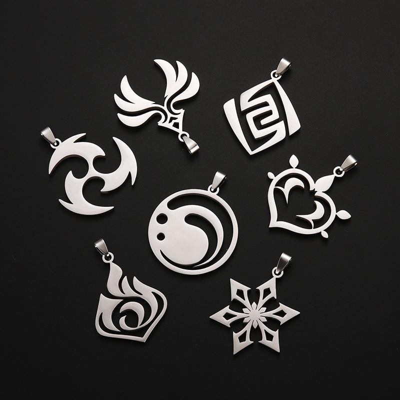 Genshin Impact Eye Of God Pendant Stainless Steel Necklace For Anime Lovers