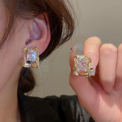 Onregelmatige Bling Vierkante Kristal Zirconia Oorbellen Voor Vrouwen Vintage Trend Kwaliteit Luxe Sieraden Feestcadeaus