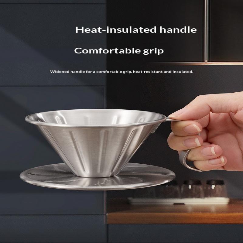 Stainless Steel Pour Over Coffee Dripper Reusable Rustproof Design Perfect For Home Office Coffee Brewing
