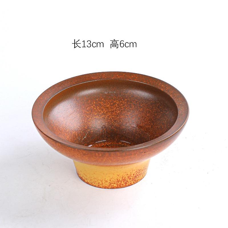 Kiln Turned Wood Fired Chinese Fern Moss Green Plant Desktop Flower Arrangement Tray Moss Ball Flower Holder Without Holes