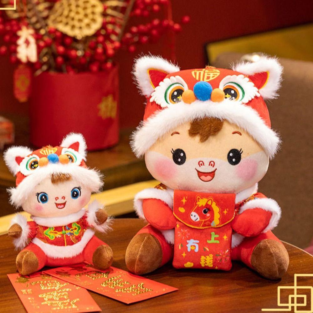 Lucky Chinese Zodiac Horse Cartoon Animal Pony Plush Doll Horse Stuffed Toys  Home Decor
