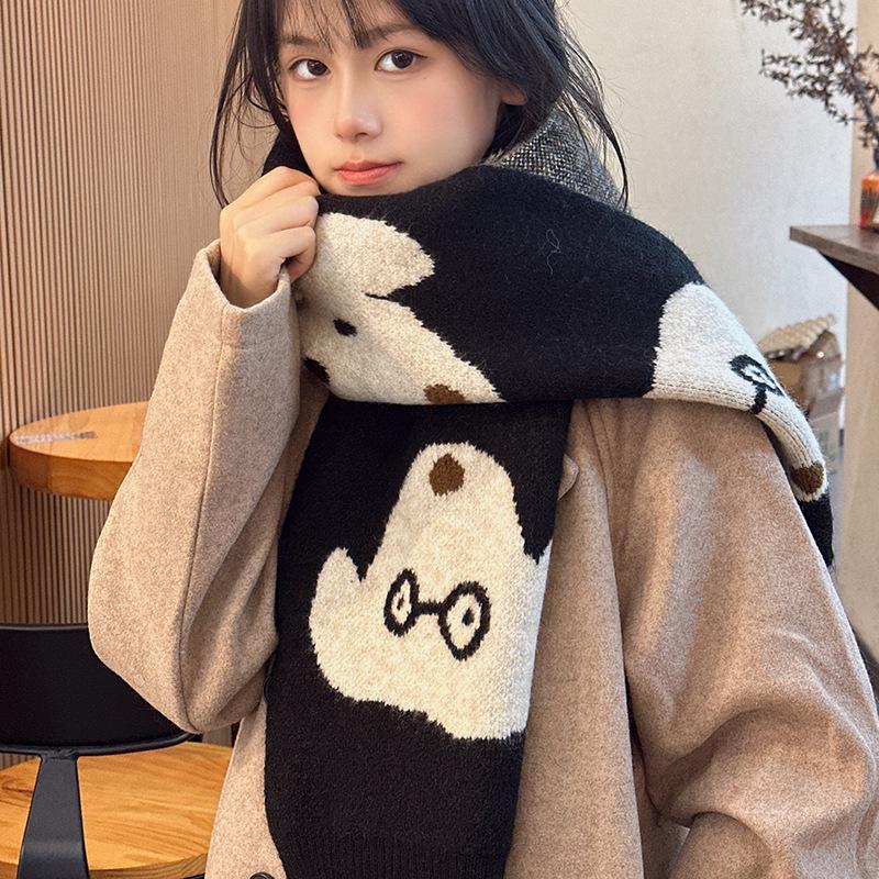 Cartoon Cute Dog Knit Scarf - Korean Style Warm & Fun Neck Warmer