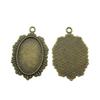 Antique Flower Frame Oval Bezel Charms For DIY Projects Glass Blank Tray Base