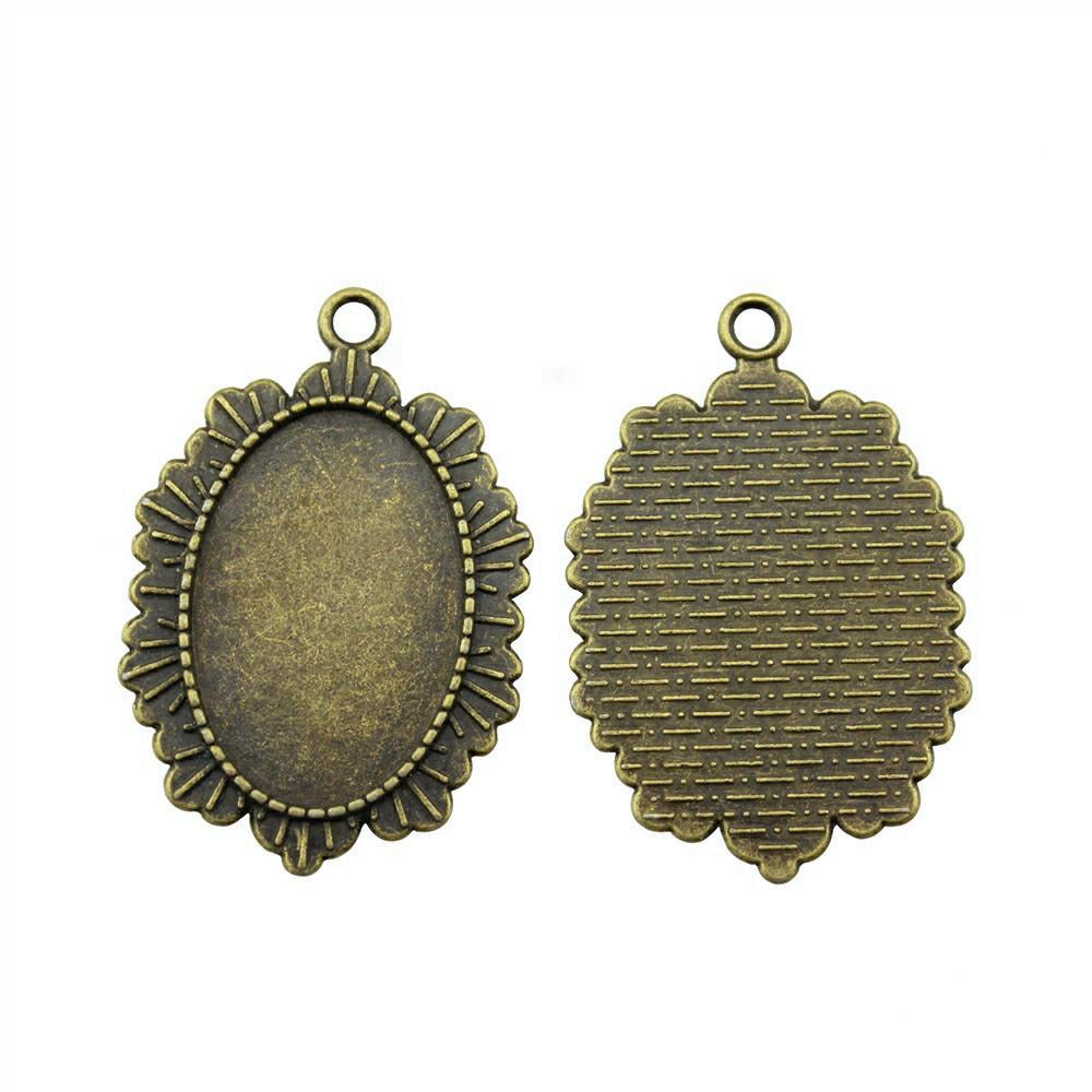 Antique Flower Frame Oval Bezel Charms For DIY Projects Glass Blank Tray Base