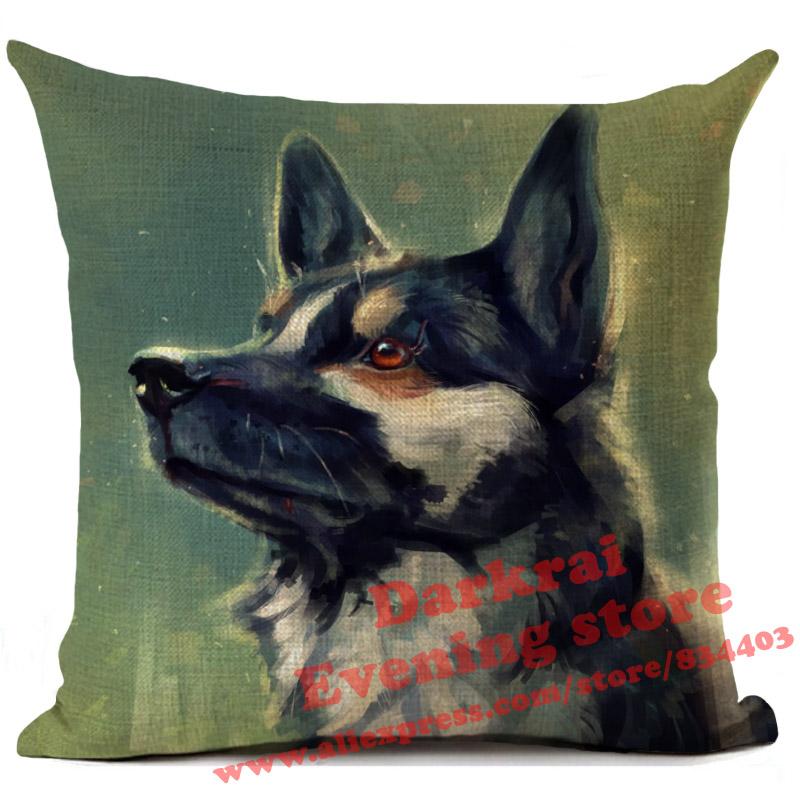 Doberman Greyhound Dachshund Corgi Dog Siberian Husky Linen Cushion Cover Living Room Sofa Throw Pillows Decorative Pillowcase