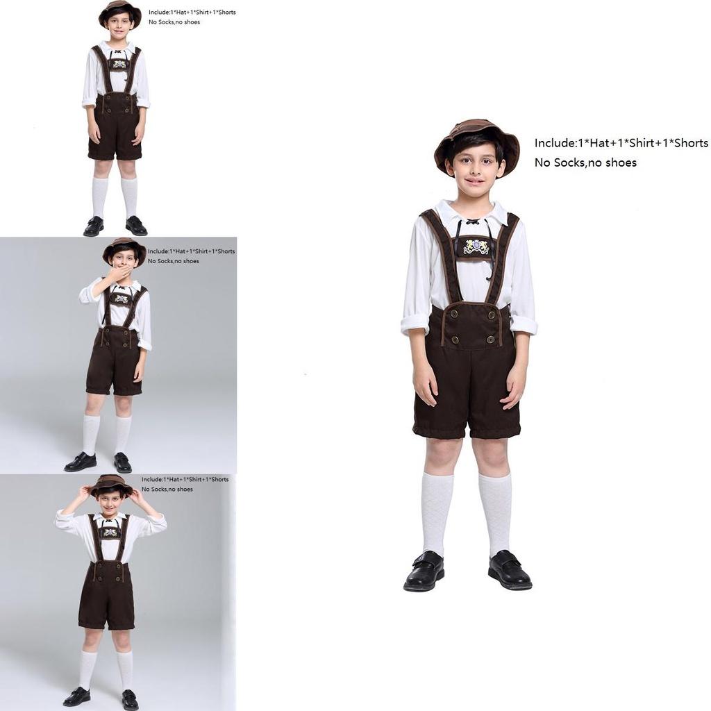 Authentic Children's German Oktoberfest Outfit With Hat For Halloween And Cosplay