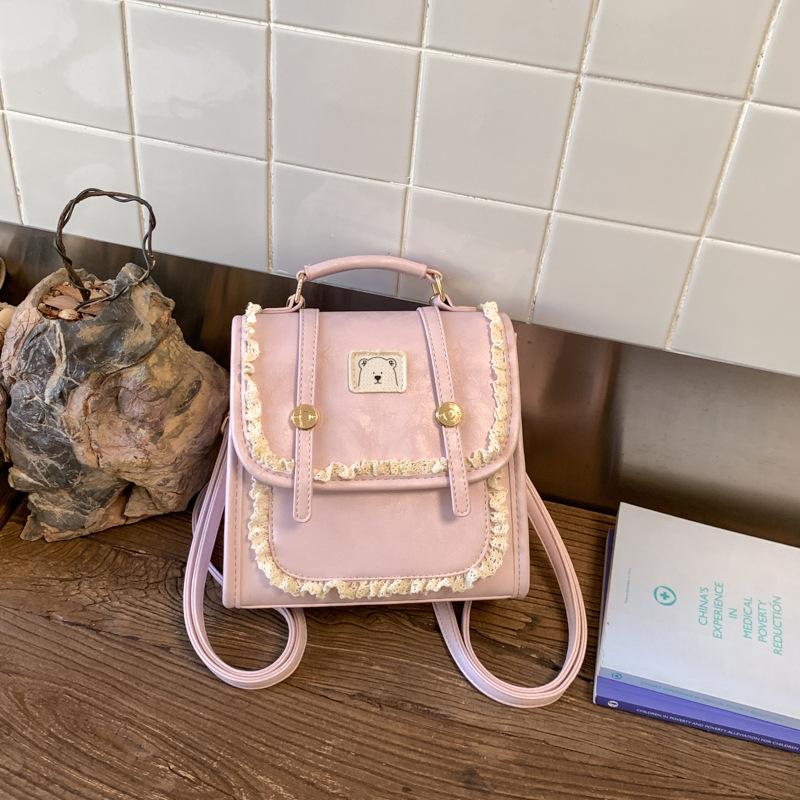 Schoolbag Exquisite Mini Contrasting Color Women's Backpack 1011 New Commuter Versatile Back Bag Shoulder Messenger Bag Small Schoolbag