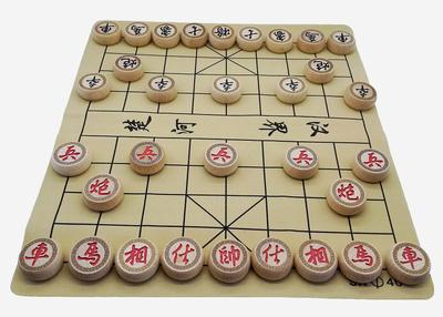 AZ-FRONT Chinese Chess Folding Wooden Pieces and Leather Shogi Board Xiangqi