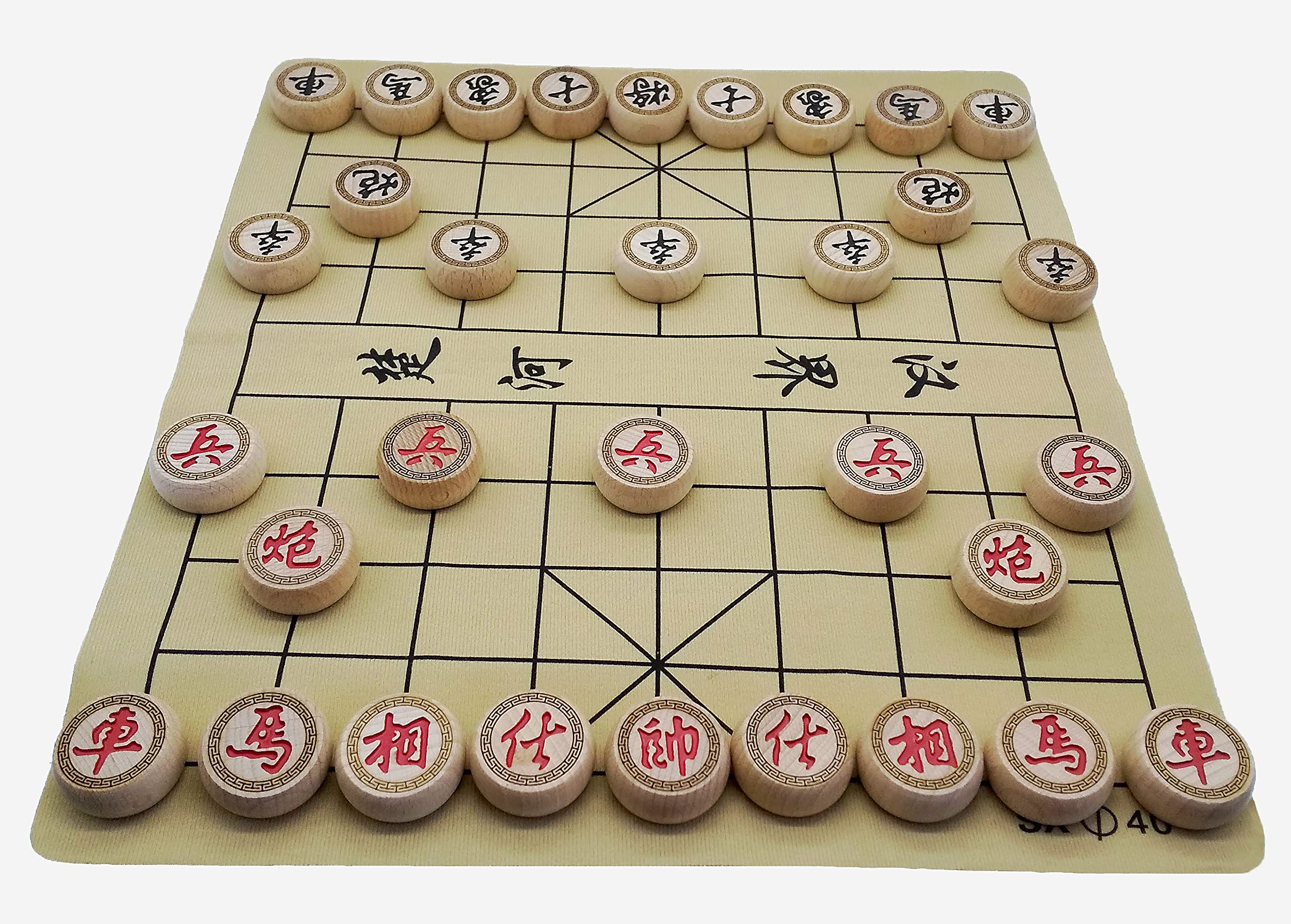 

AZ-FRONT Chinese Chess Folding Wooden Pieces and Leather Shogi Board Xiangqi