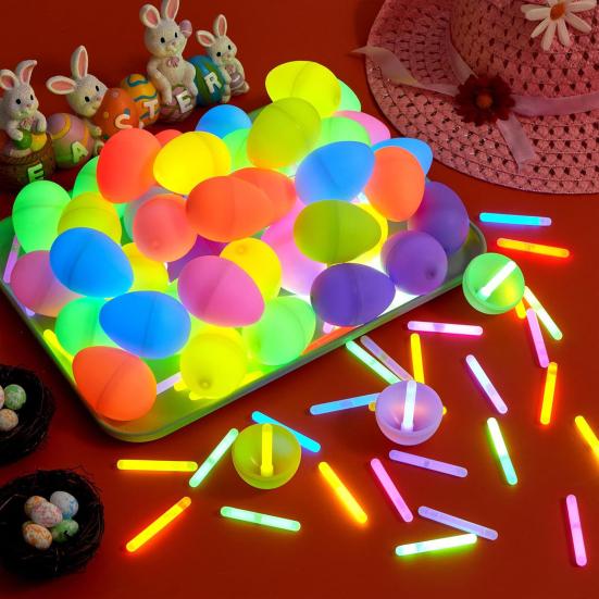Set de Ouă de Paște Luminoase în Întuneric Ouă din Plastic care Se Iluminează și Ies din Coajă pentru Petrecerea de Sărbătoare Ornamente Fluorescente Reumplabile pentru Vânătoarea de Ouă și Aranjamente Centrale