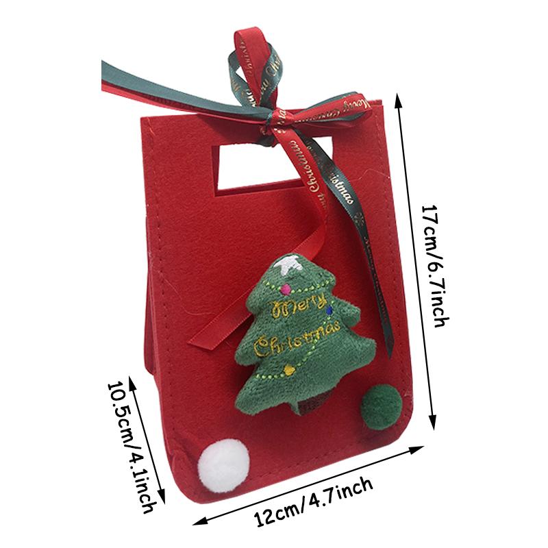 1pc Christmas Apple Non-woven Bag 3D Santa Claus Doll Xmas Tree Ornament Candy New Year Gifts Packaging Boxes Party Supplies