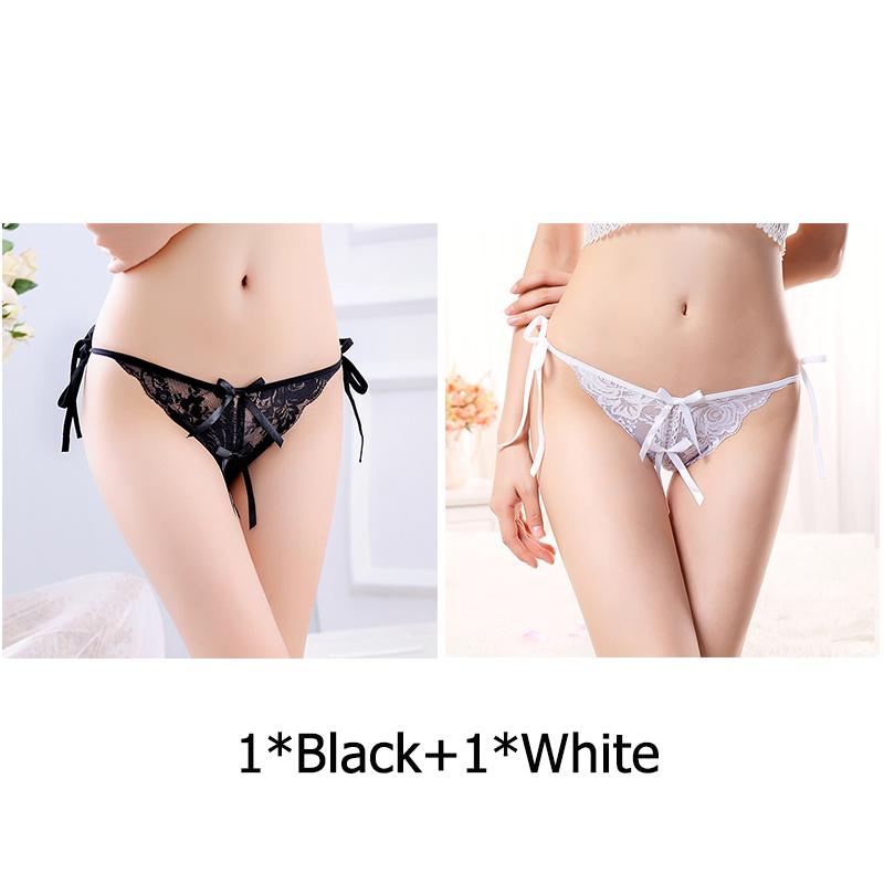 Sexy G-string T Panties Female Underwear Lace Thongs Women's Pants Sexy Pearl panties Erotic Women Crotchless panties plus size