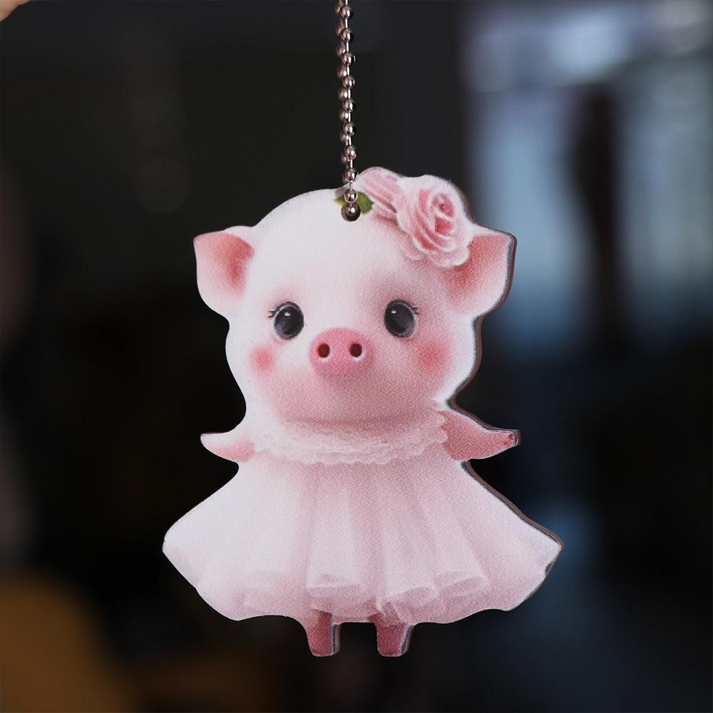 Acrylic Piglet Key Chain 2D Car Interior Pendant Bag Accessory Key Chain Pendant  Home Decoration