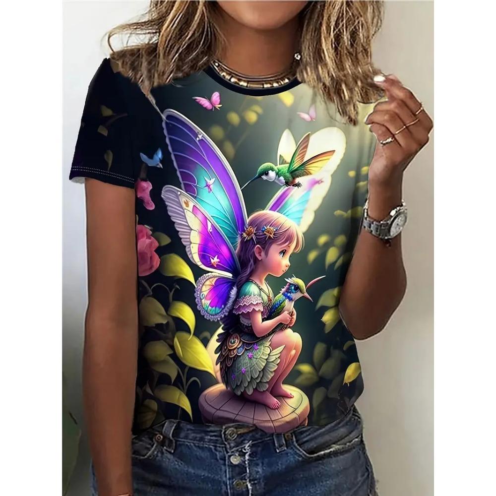 T-shirt women's short sleeved round neck T-shirt Harajuku top casual T-shirt women's clothing