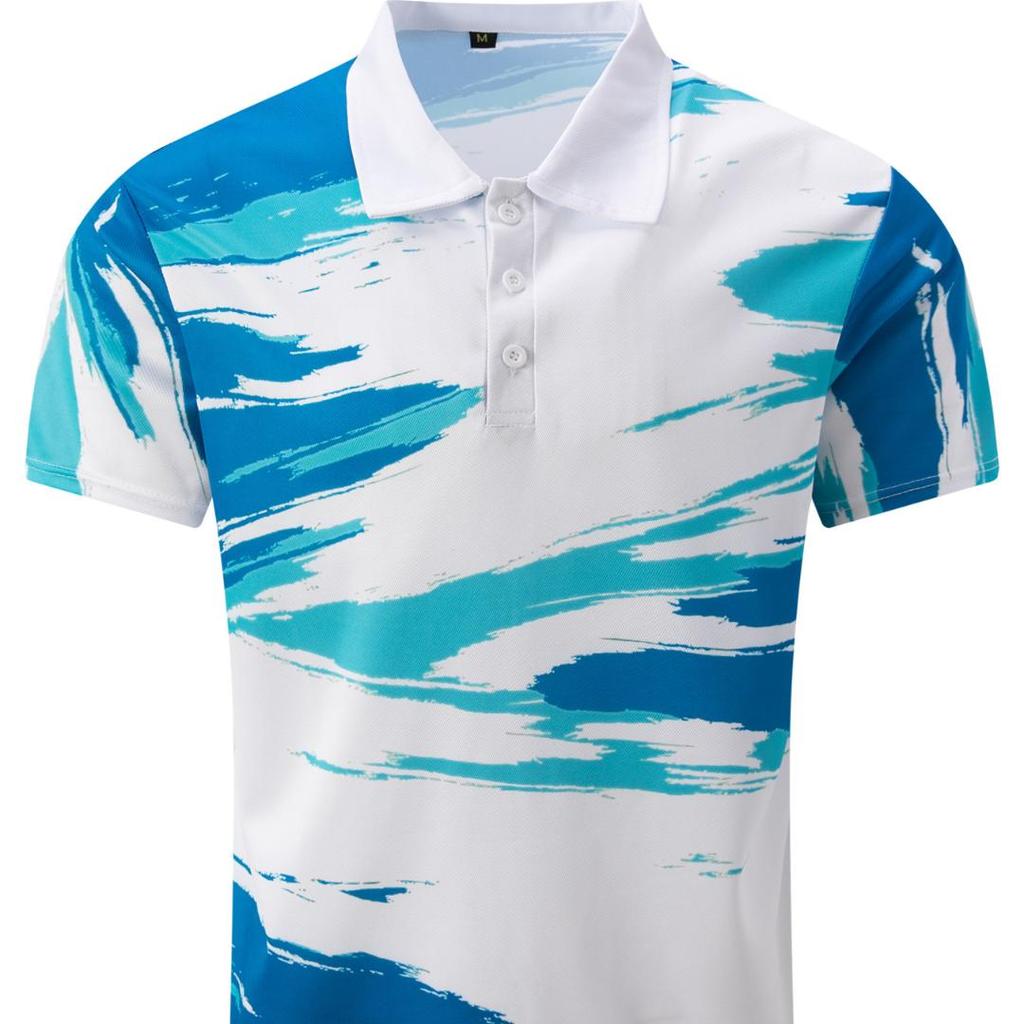 Sommer Digitaldruck Kurzarm Knopf Herren POLO Shirt Modisch Vielseitig Locker Rundhals Body Shirt Tops