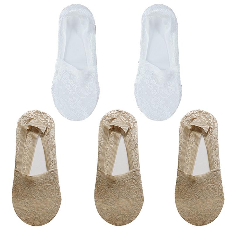 5 Pairs Women Sexy Lace Floral Socks Female Invisible Socks Boat Socks