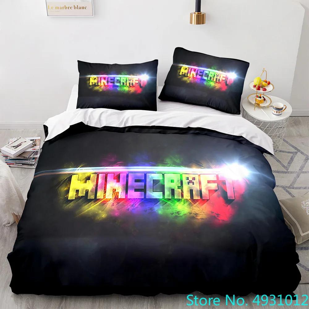 Anime Game My World Monster Hunters Bedding Set Duvet Cover Pillowcases Single Bedclothes Children'S Kids Adult Bedroom Decor