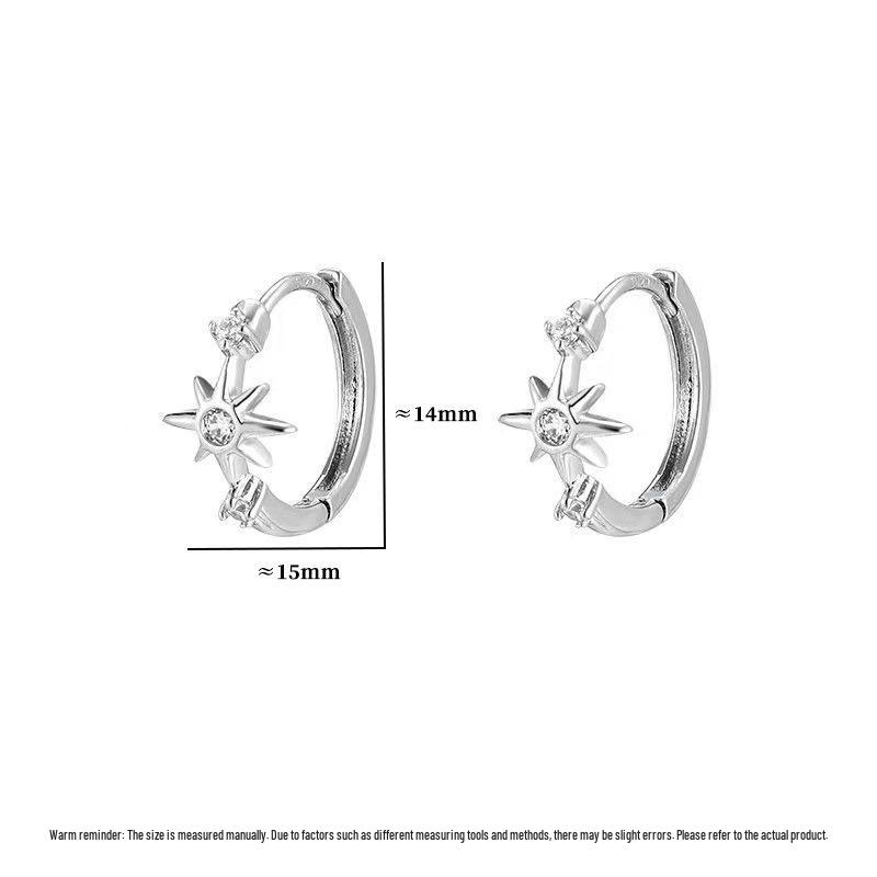 Women s Zircon Star Earrings: Elegant Six-Pointed Design, Light Luxury for Autumn/Winter