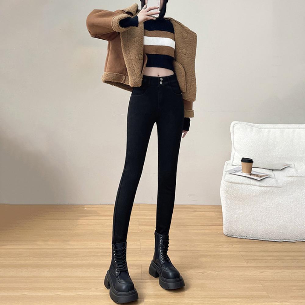 High-waisted Slim-fitting Pants for Women's Autumn and Winter New Versatile Tight and Thin Pencil Jeans Ins Tide