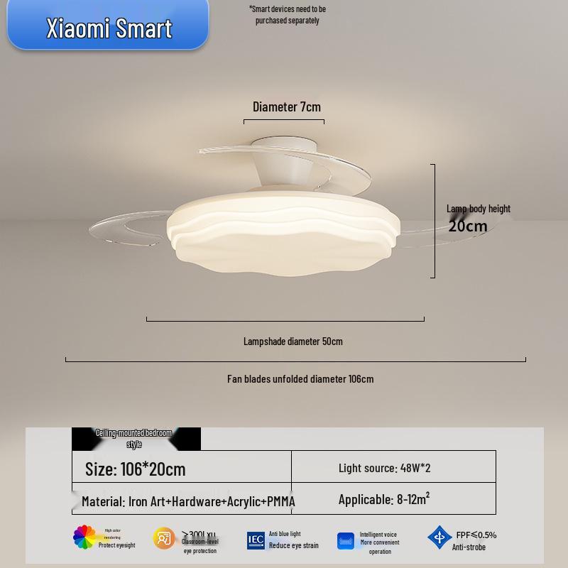 2025 Modern Silent Ceiling Fan with Integrated Light for Bedroom or Restaurant