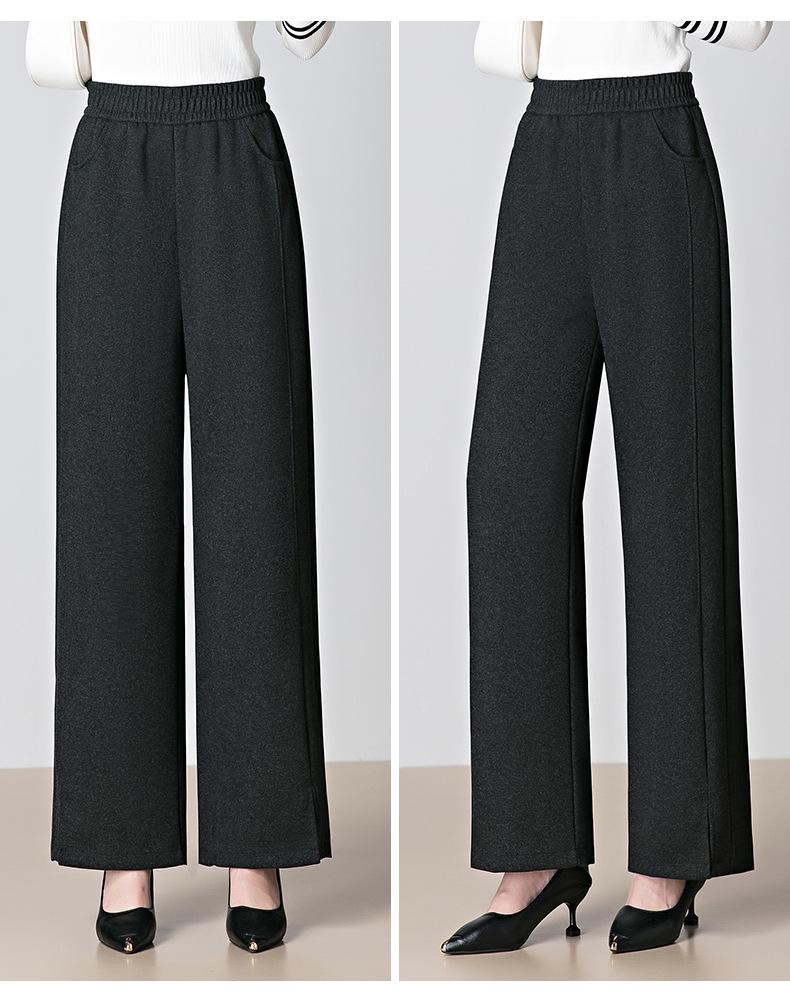 High-Waisted Straight Leg Pants for Middle-Aged Women - Autumn/Winter Casual Wear