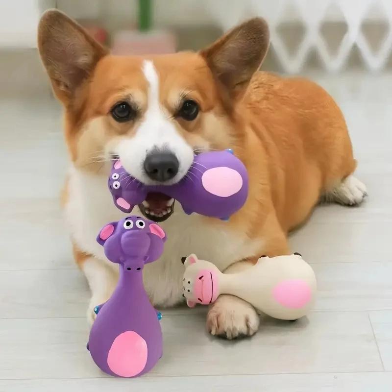 Latex Squeaky Dog Toy With Cartoon Animal Shape For Puppy Chewing Interactive Play Training Daily Indoor Pet Fun And Boredom Relief