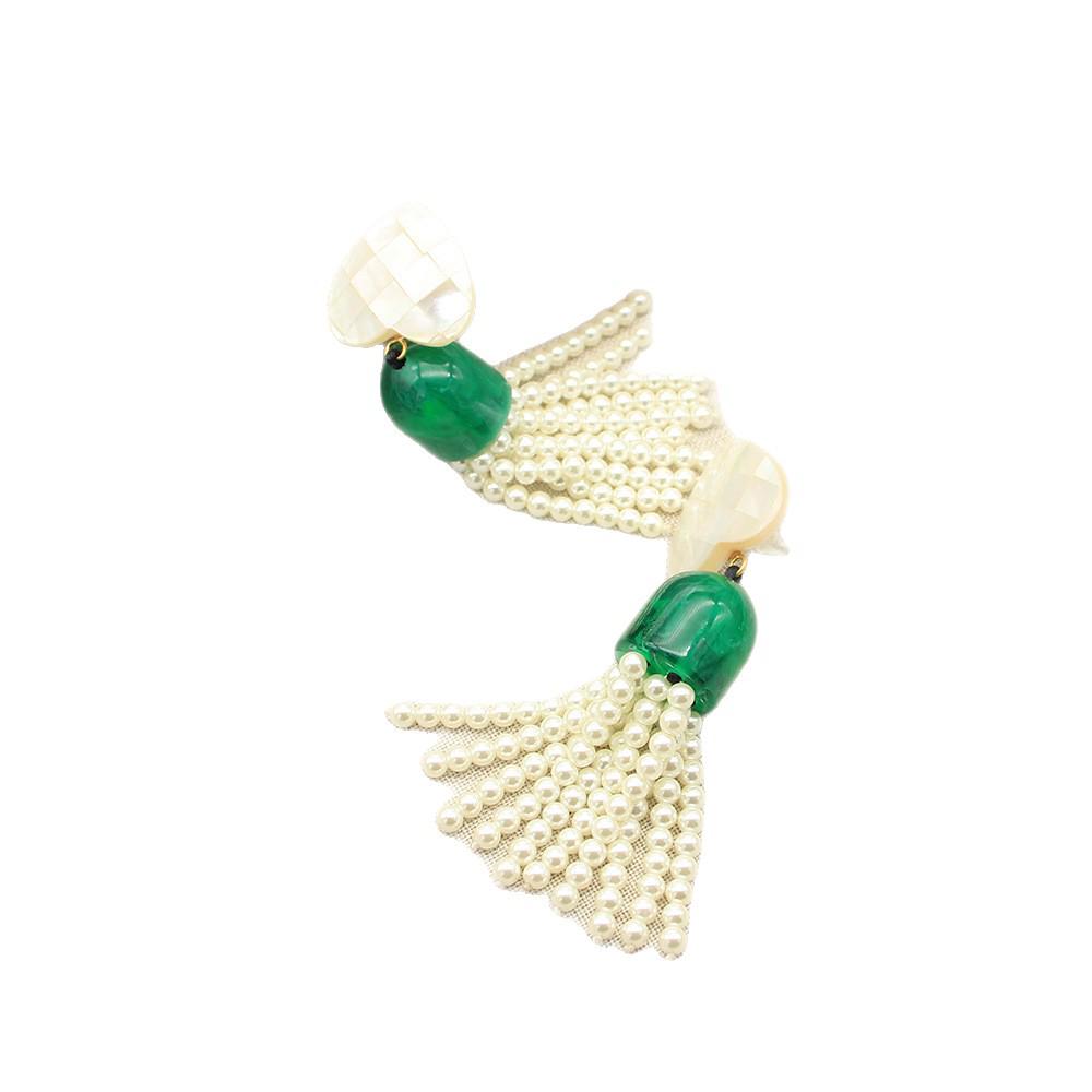 MONIES Jelly Glass Tassel Earrings: Luxurious Fragrant Style with Shell Details for Women