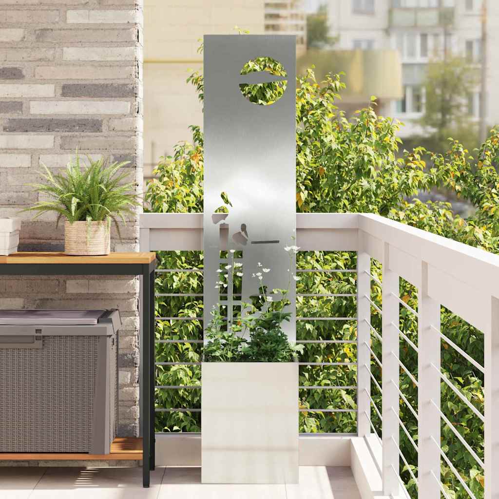 Garden Privacy Screen Canvas Silver 32 X 150 Cm Galvanized Steel