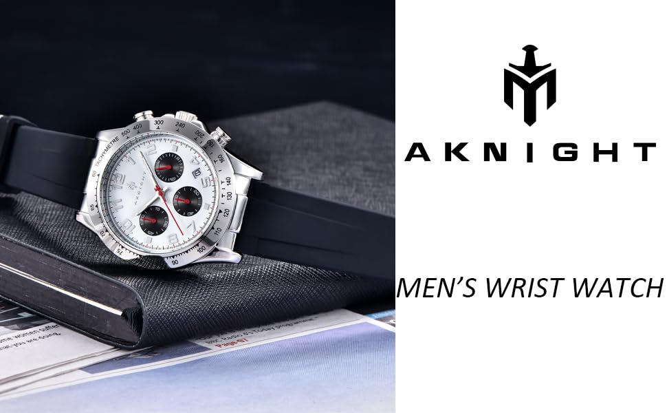 AKNIGHT Watch Módní Populární Quartzový Měkký Silikonový Řemínek Chronograf Snadno Čitelný Luminiscenční Analogové Náramkové Hodinky Vodotěsné Hodinky s Datumem pro Muže Japonské