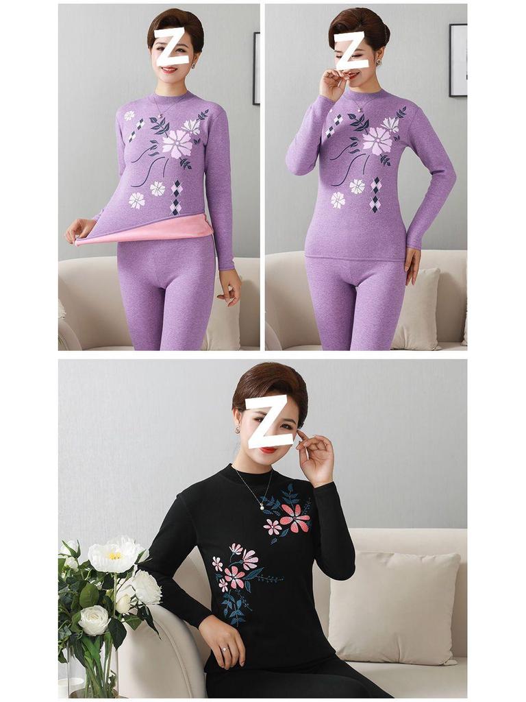 Women's Warm Fleece Set for Mid-Aged and Elderly: Cozy Winter Underwear for Mothers and Grandmothers