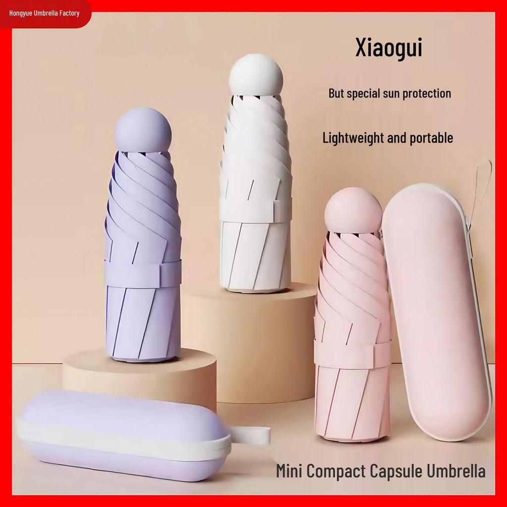 Kompakter UV-Schutz Faltbarer Regenschirm mit Schwarzer Fütterung