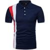 Men's New Lapel Short Sleeve Polo Patchwork T-Shirt Top