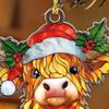 Highland Cow Christmas Ornament Stained Glass Effect Window Hanging Highland Cow Decor Rustic Acrylic Scottish Suncatcher for Farmhouse Tree Decor