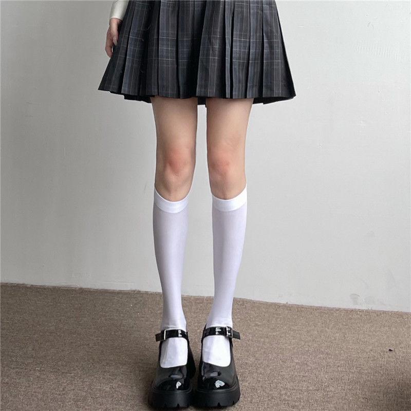 Women's Sheer Autumn Velvet Thigh-High Stockings: Over-the-Knee, Mid-Calf, Black Silk