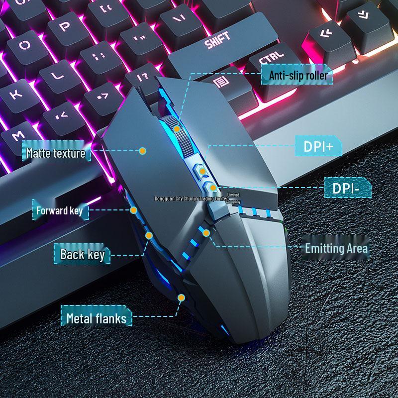 Silent Mechanical Feel Gaming Keyboard, Mouse & Headset Set with Luminous Peripherals